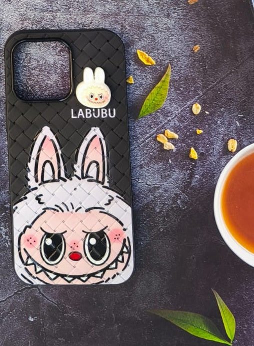 Labubu - 3D Bunny Woven‑Texture Protective iPhone Case