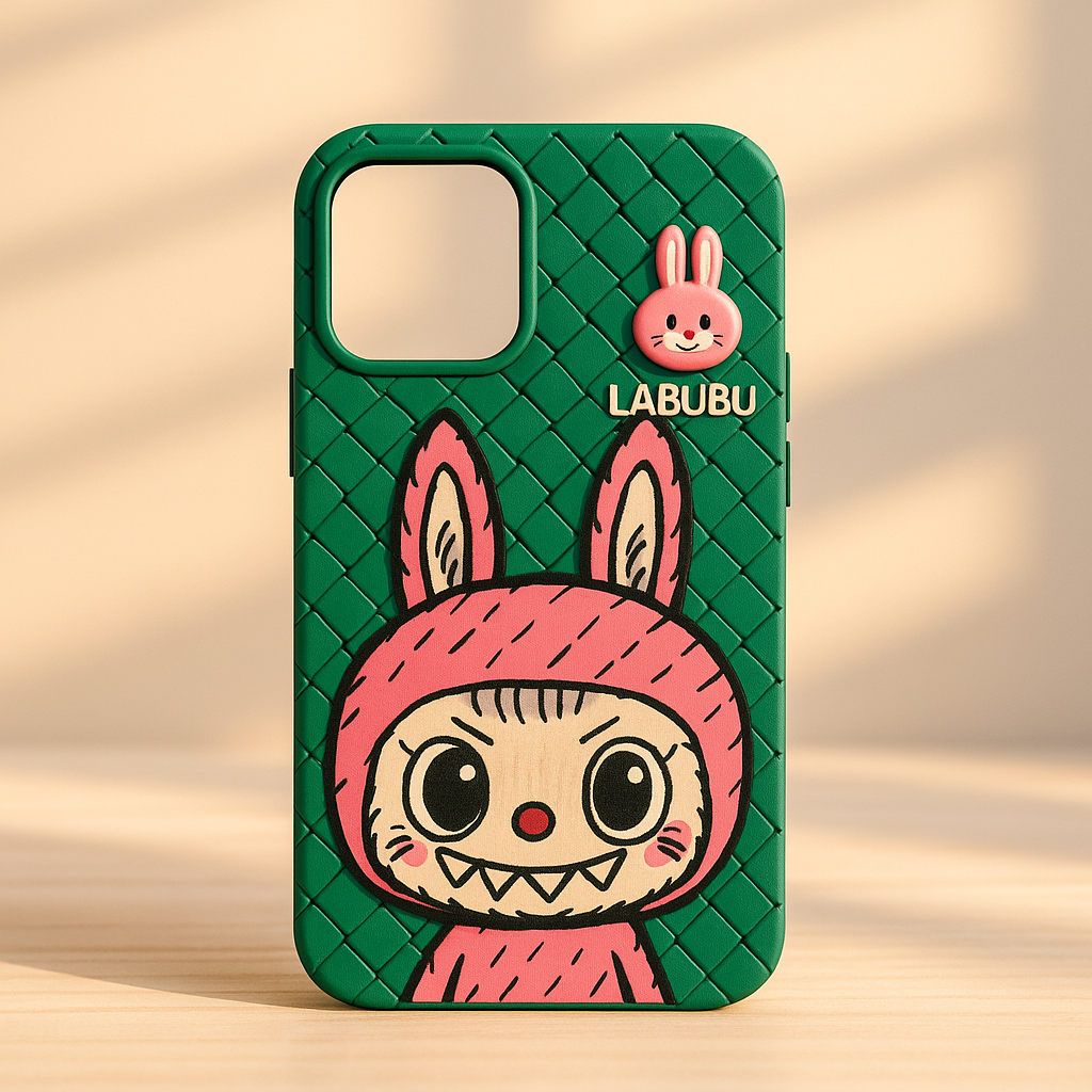Labubu - 3D Bunny Woven‑Texture Protective iPhone Case