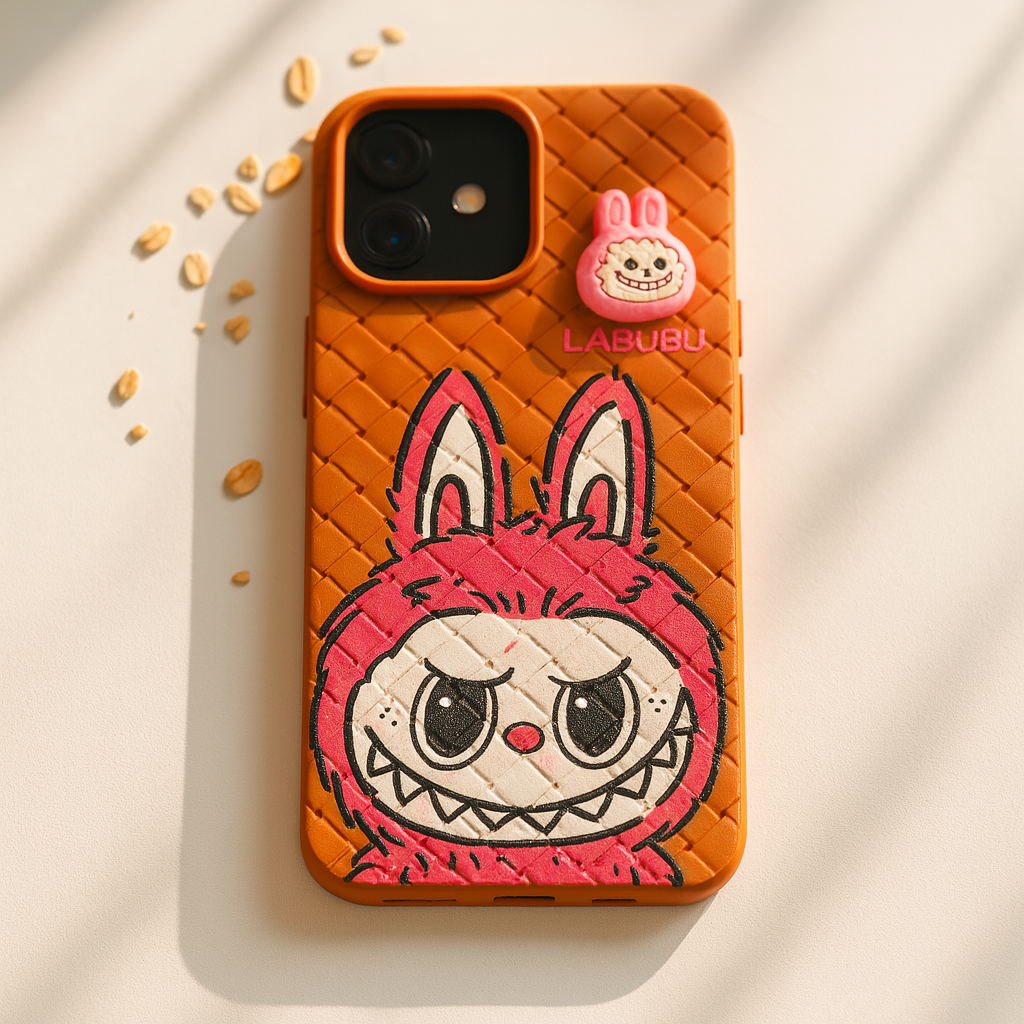 Labubu - 3D Bunny Woven‑Texture Protective iPhone Case