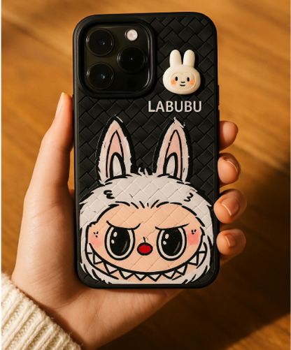 Labubu - 3D Bunny Woven‑Texture Protective iPhone Case