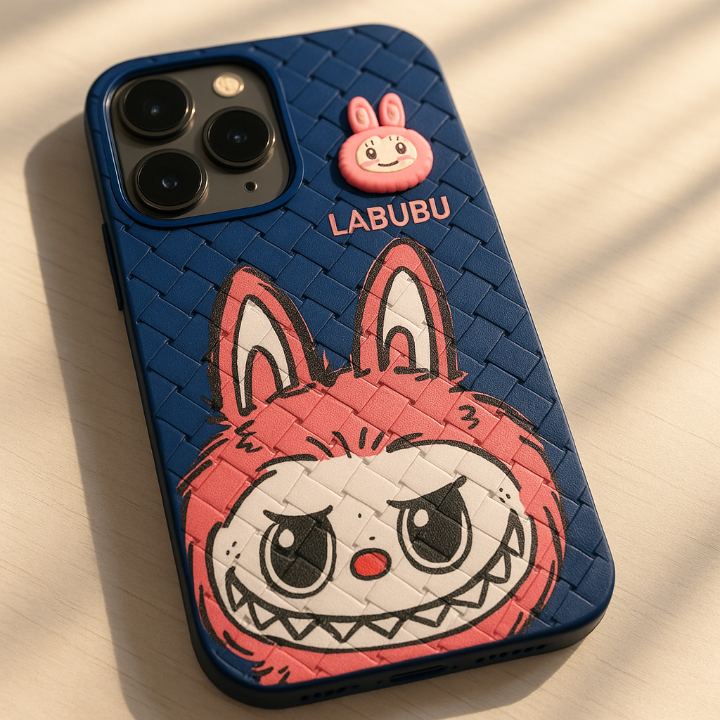 Labubu - 3D Bunny Woven‑Texture Protective iPhone Case