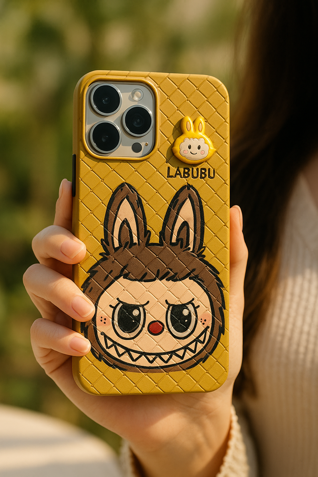 Labubu - 3D Bunny Woven‑Texture Protective iPhone Case